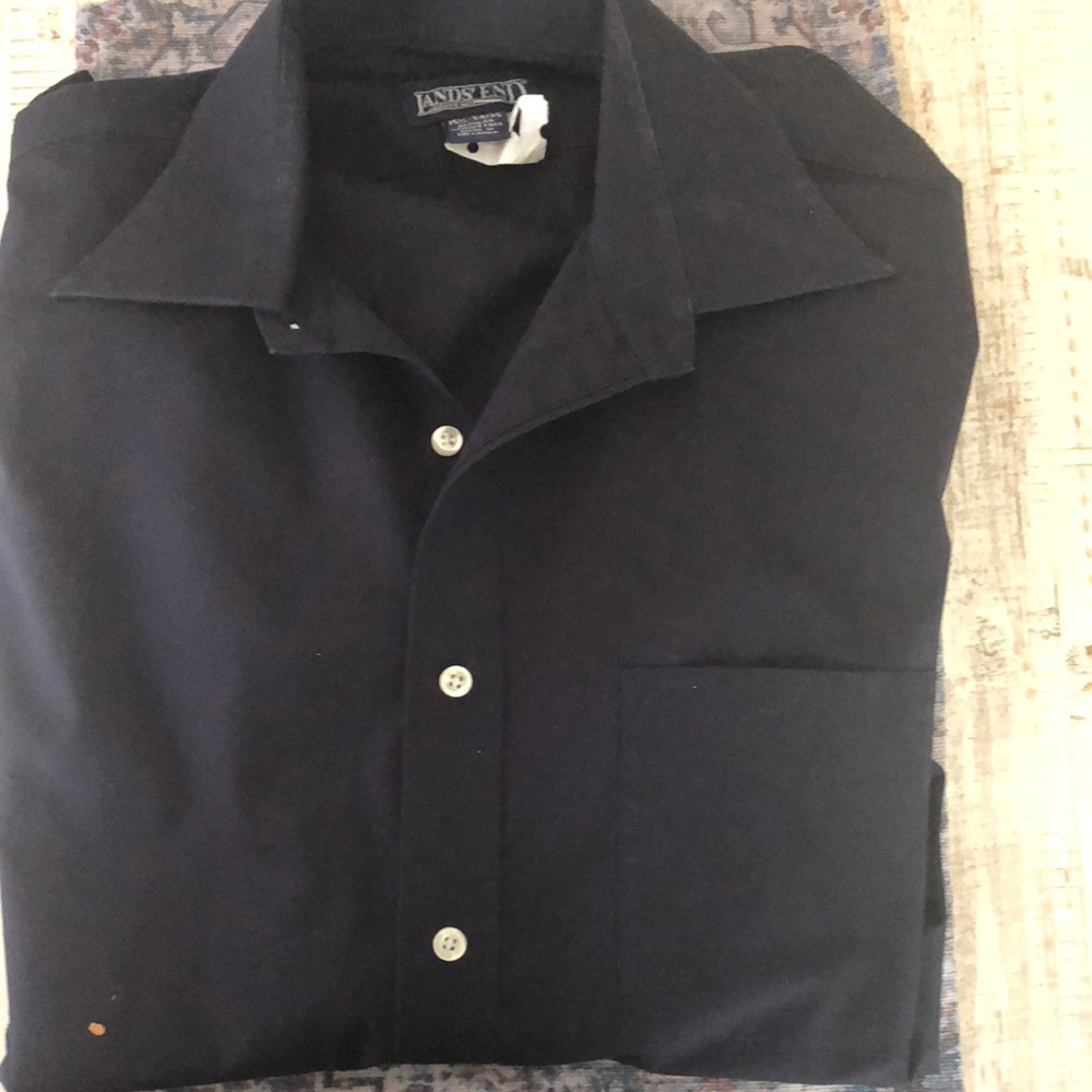 LANDS END MENS WRINKLE FREE DRESS SHIRT